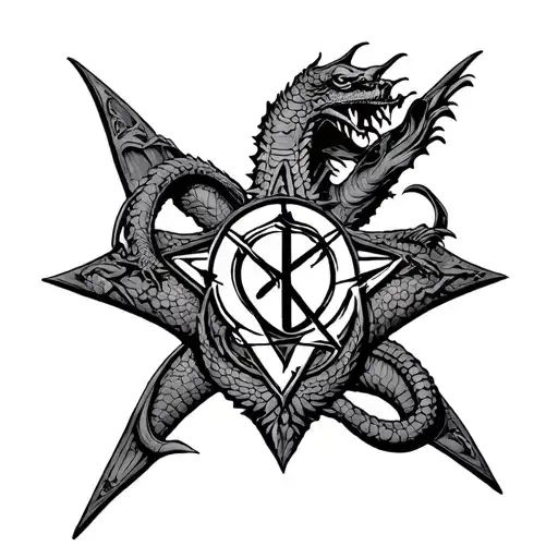leviathan cross in the center of pentagram.  tattoo design idea