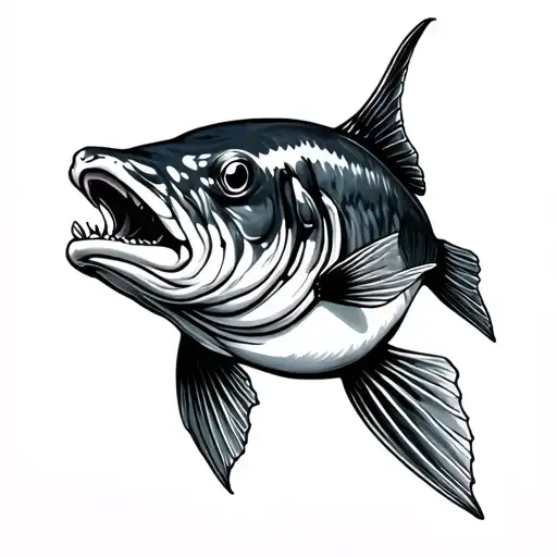 flathead catfish swimming tattoo design idea