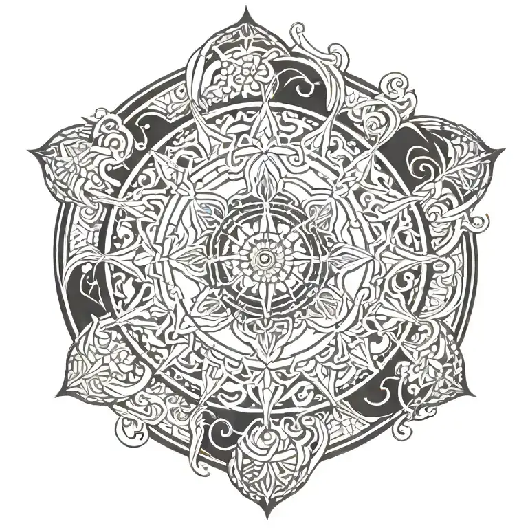 dharma wheel intertwined tattoo design idea