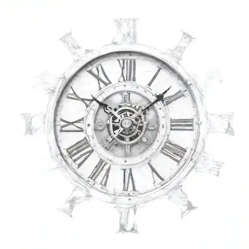 broken Roman numeral clock tattoo design idea