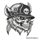 wolf bear lantern skull tattoo design idea