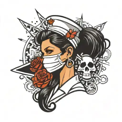 nurse turned hacker silhouette surrounded tattoo design idea