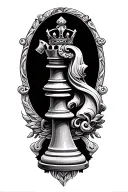 scrolls with king and queen chess piece tattoo tattoo design idea