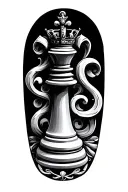 scrolls with king and queen chess piece tattoo tattoo design idea