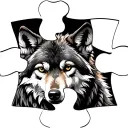 wolf in a piece of puzzle piece tattoo design idea
