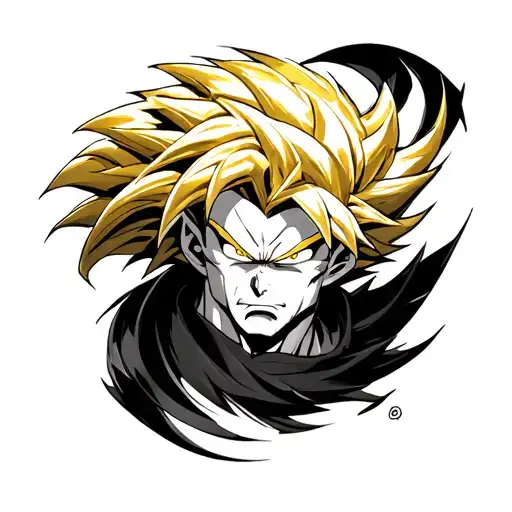 black and gold broly tattoo design idea