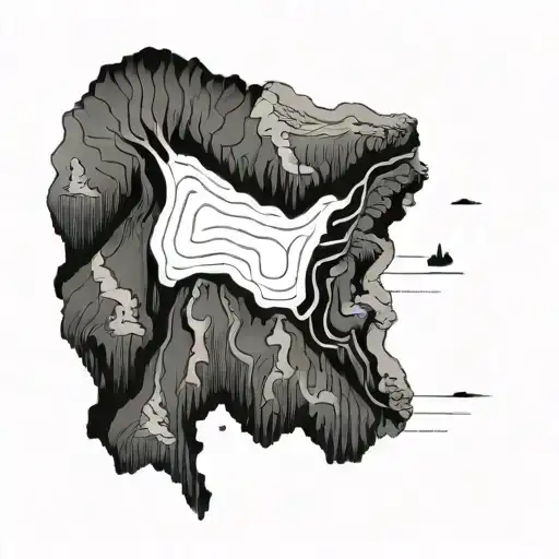 top down island topography map tattoo design idea