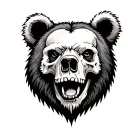 bear head with skull tattoo design idea
