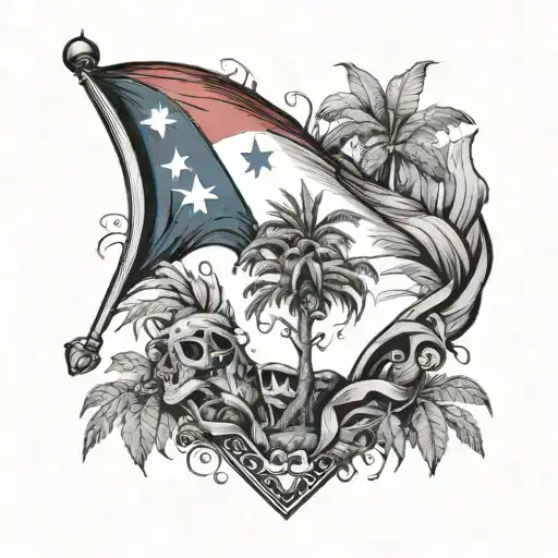 Dominican flag, plam trees , Domino's tattoo design idea