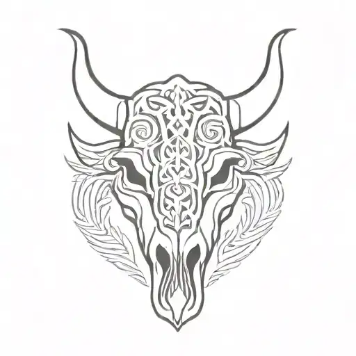 celtic boar skull teeth tattoo design idea