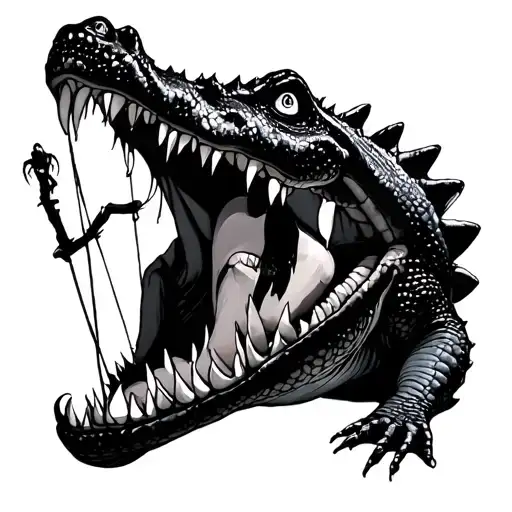 the haunted mansion tightrope walker but she falls into the alligators mouth and dies. leave some evidence of her tattoo design idea