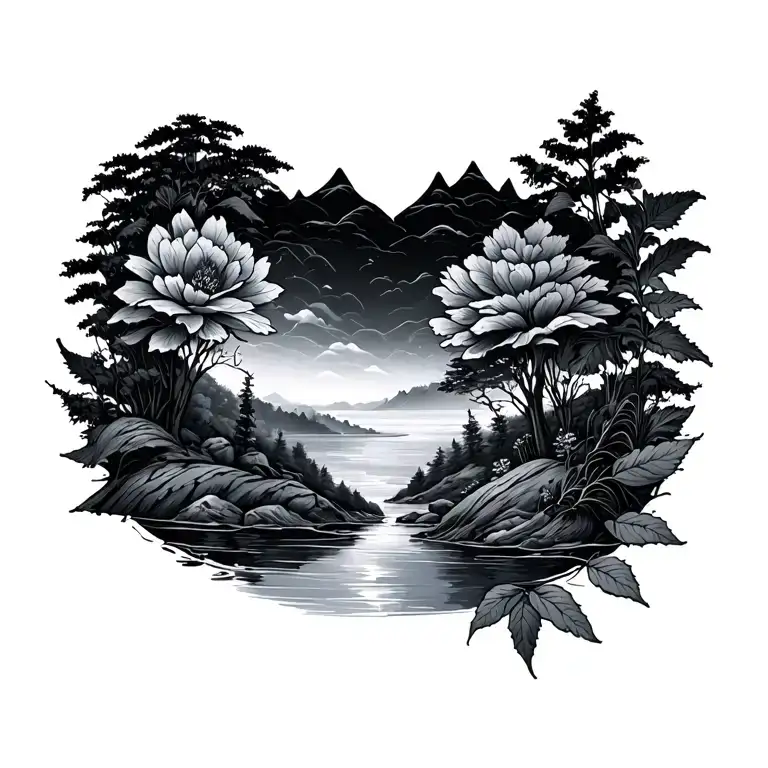 nature sleeve tattoo design idea