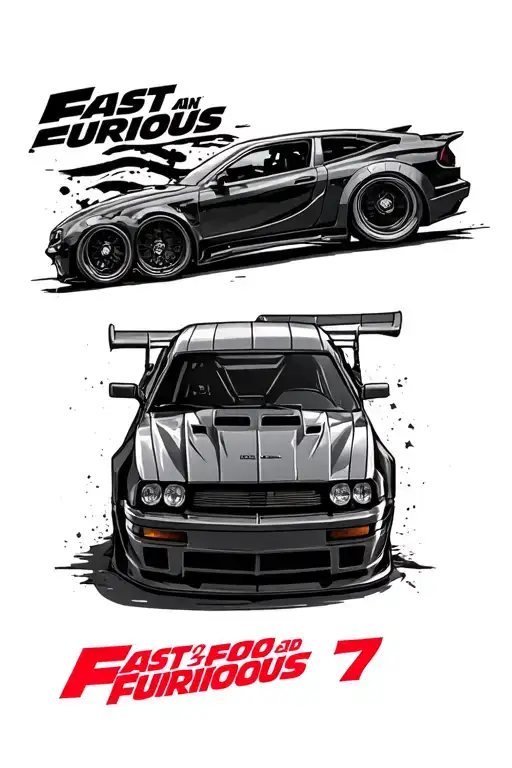 fast and furious 7 cars tattoo design idea