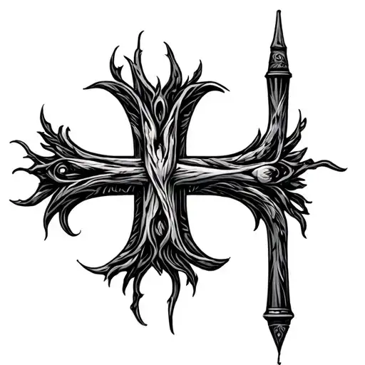 cross made out of duck calls  tattoo design idea