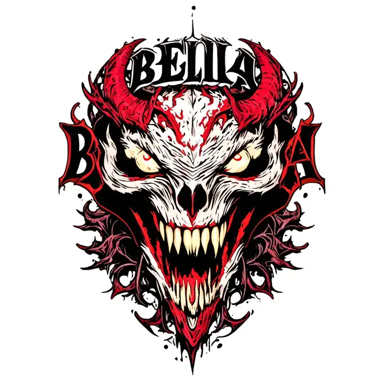 "B E L I A L" BELIAL DEMON tattoo design idea