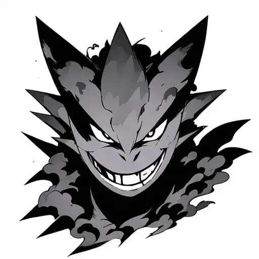 gengar x akatsuki cloud patterns x rinnegan eyes tattoo design idea