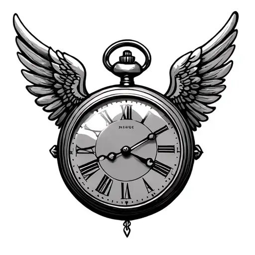 Pocket Watch With Wings tattoo design idea