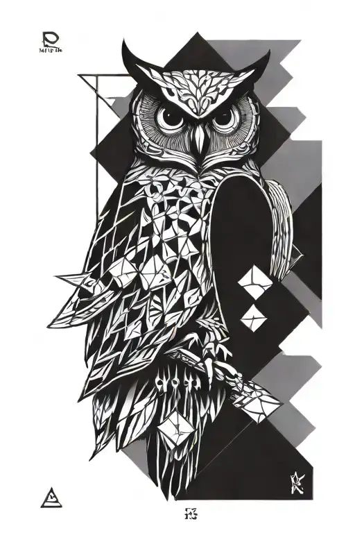 Owl, card games with dice tattoo design idea