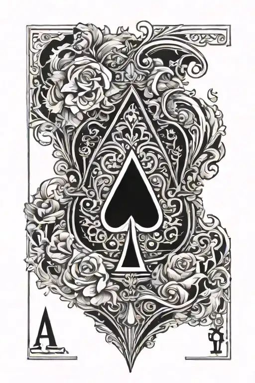 ace of spades with a capital Q in the middle  tattoo design idea