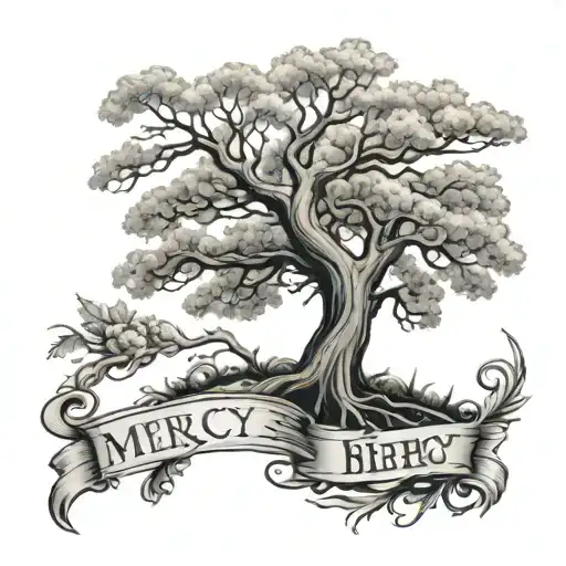 Mercy Tree with Bible verse John 3:16 tattoo design idea