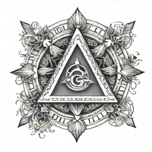 minimalistic masonic square and compasses with G incorporated in metatron's cube, no shading tattoo design idea