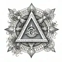 minimalistic masonic square and compasses with G incorporated in metatron's cube, no shading tattoo design idea