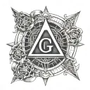 minimalistic masonic square and compasses with G incorporated in metatron's cube, no shading tattoo design idea