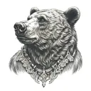 Anthropomorphic bear standing tattoo design idea