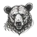 Anthropomorphic bear standing tattoo design idea