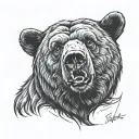 Anthropomorphic bear standing tattoo design idea