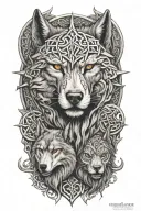 Celtic warrior and a wolf tattoo design idea