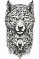 Celtic warrior and a wolf tattoo design idea