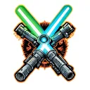 blaster and light saber cross tattoo design idea