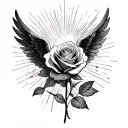 rose,sunbeam,angel tattoo design idea