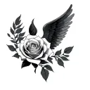 rose,sunbeam,angel tattoo design idea