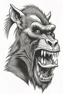 scary mandrill open mouth big teeth tattoo design idea