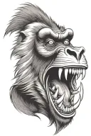 scary mandrill open mouth big teeth tattoo design idea