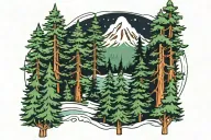 evergreen tree line  tattoo design idea