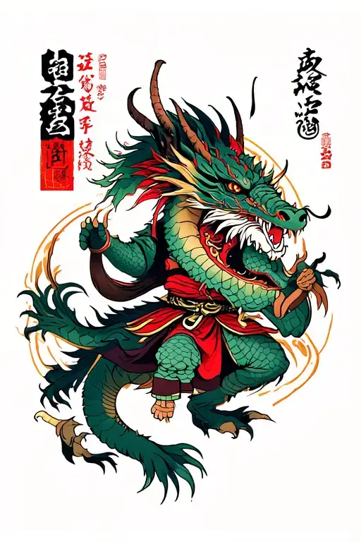 samurai who fights a dragon tattoo design idea