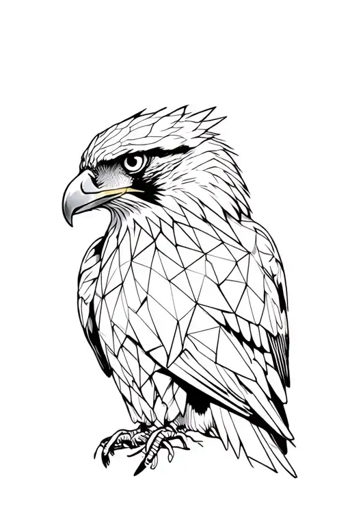 hawk geometric tattoo design idea