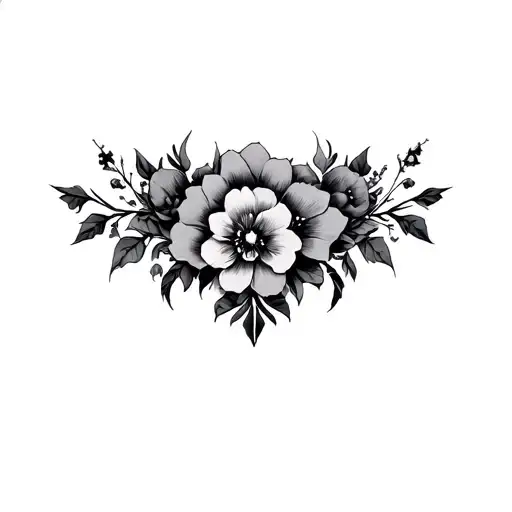 Coverup Floral gothic sternum tattoo design idea