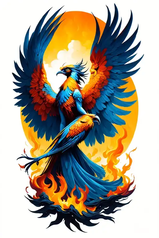 asian female phoenix rising from ashes symbolizing overcoming tattoo design idea