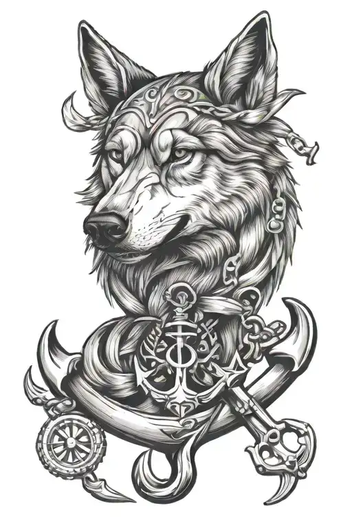 Wolf, Mafia, Anchor tattoo design idea