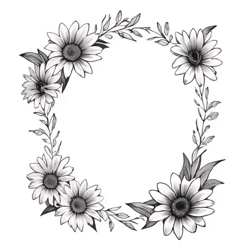 buquet with gerber daisys and a lilly  tattoo design idea