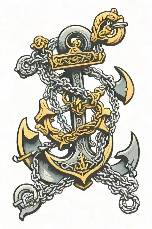anchor intertwined rosary beads tattoo design idea