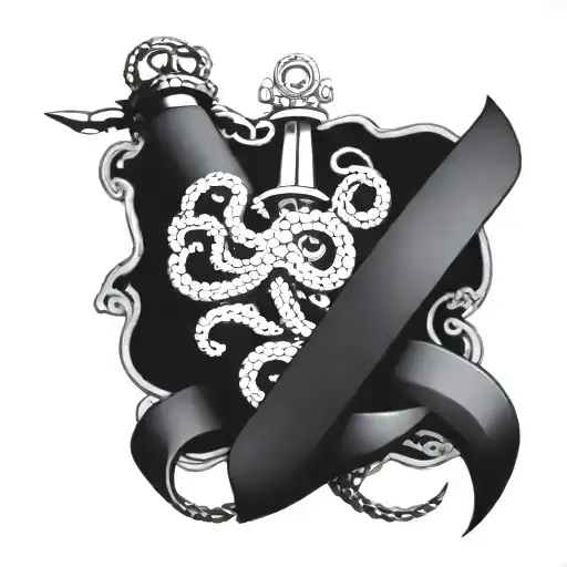 military anchor with octopus tentacles wrapping tattoo design idea
