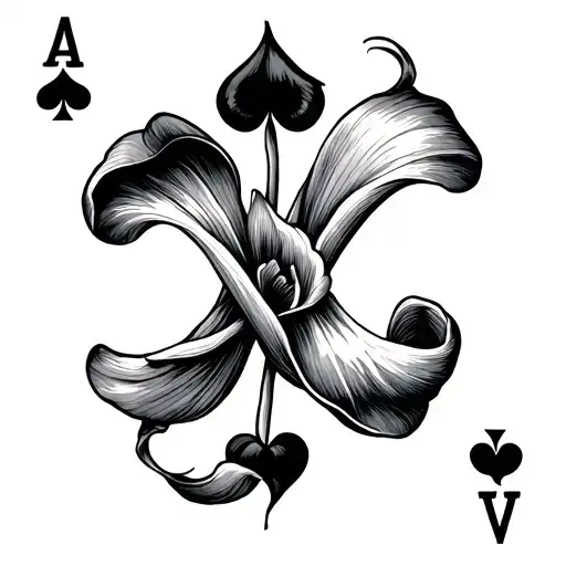 cala lilly poker card with 2 V's in the respective corners tattoo design idea
