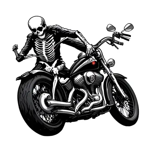 skeleton riding motorcycles tattoo design idea