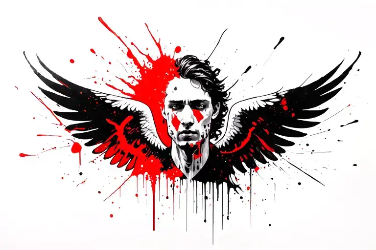 mens neck tattoo biblical angel tattoo design idea