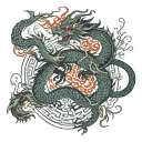 dragon wrapping around the tree of life, back tattoo tattoo design idea